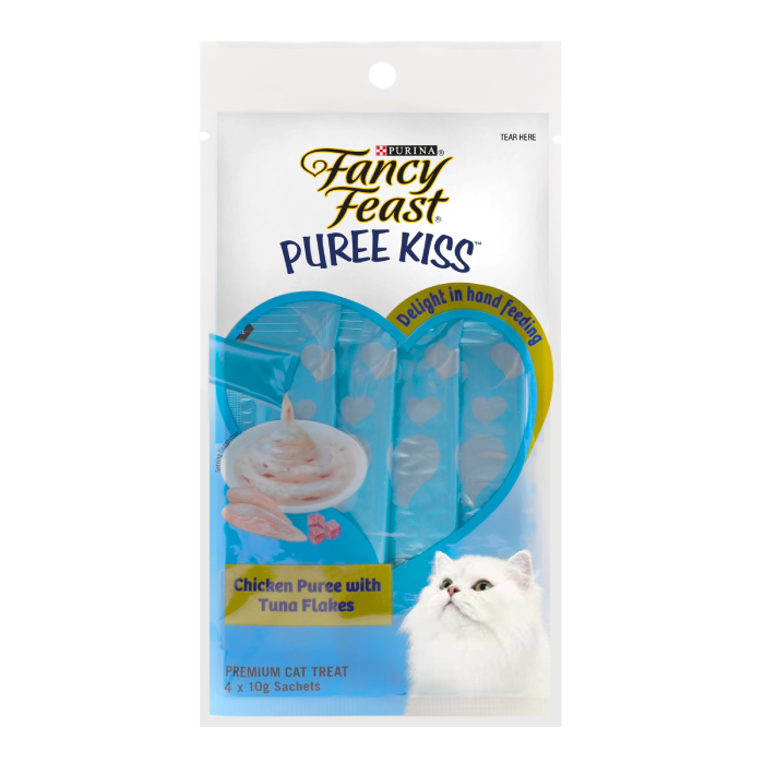 غذای گربه Fancy Feast Puree Kiss - مرغ با تکه‌های ماهی تن
